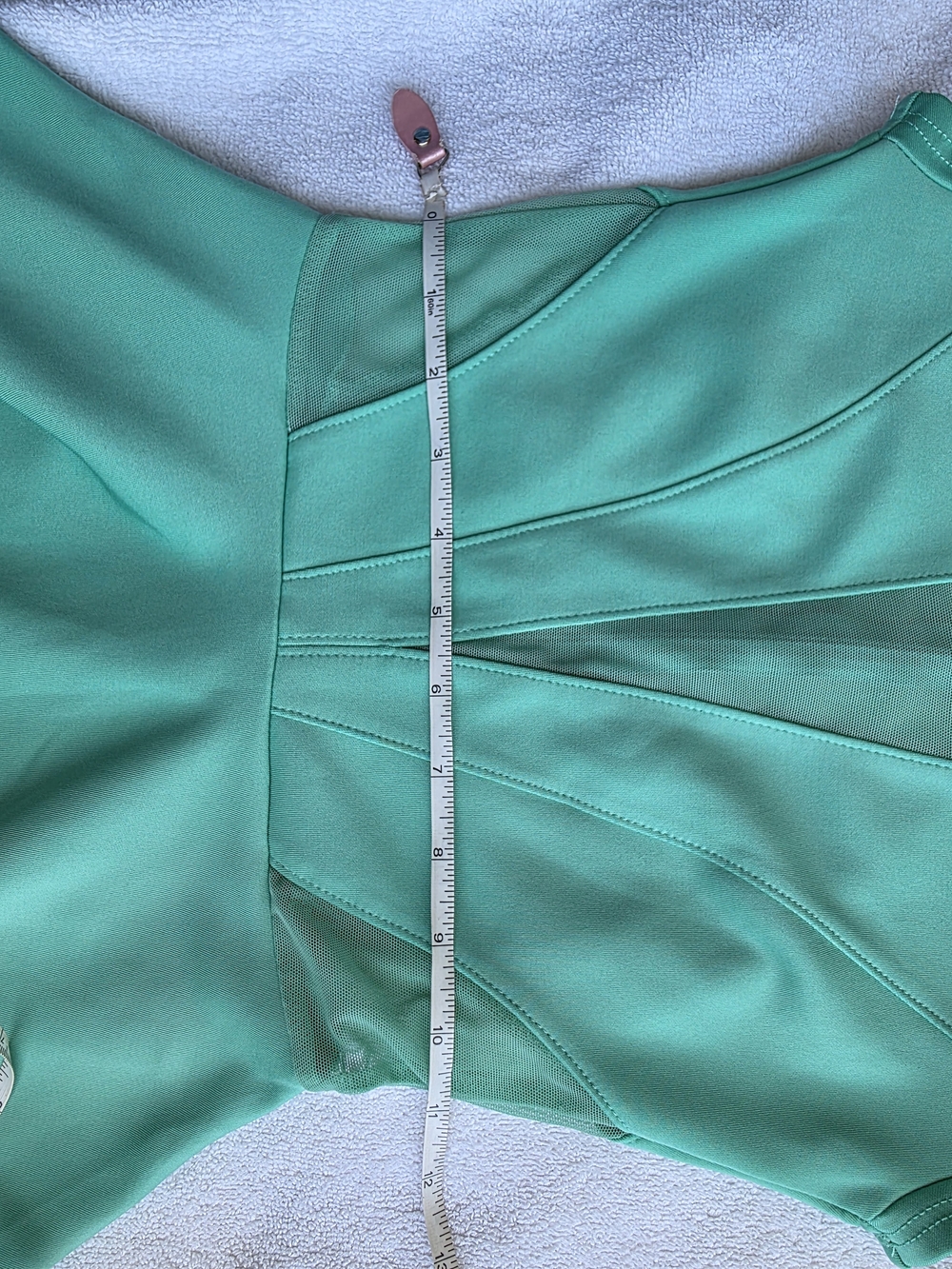 GUESS Mint Green Mesh Panel Peplum Top XXS Stretch Fitted - Picture 6 of 8